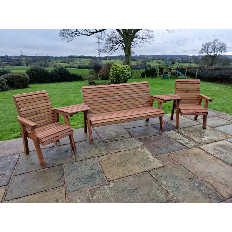 Swedish Redwood Angled Garden Tete a Tete by Croft - 5 Seats - Image 4