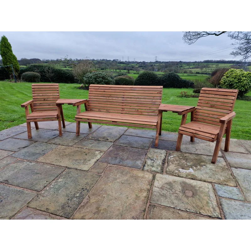 Swedish Redwood Angled Garden Tete a Tete by Croft - 5 Seats - Image 5