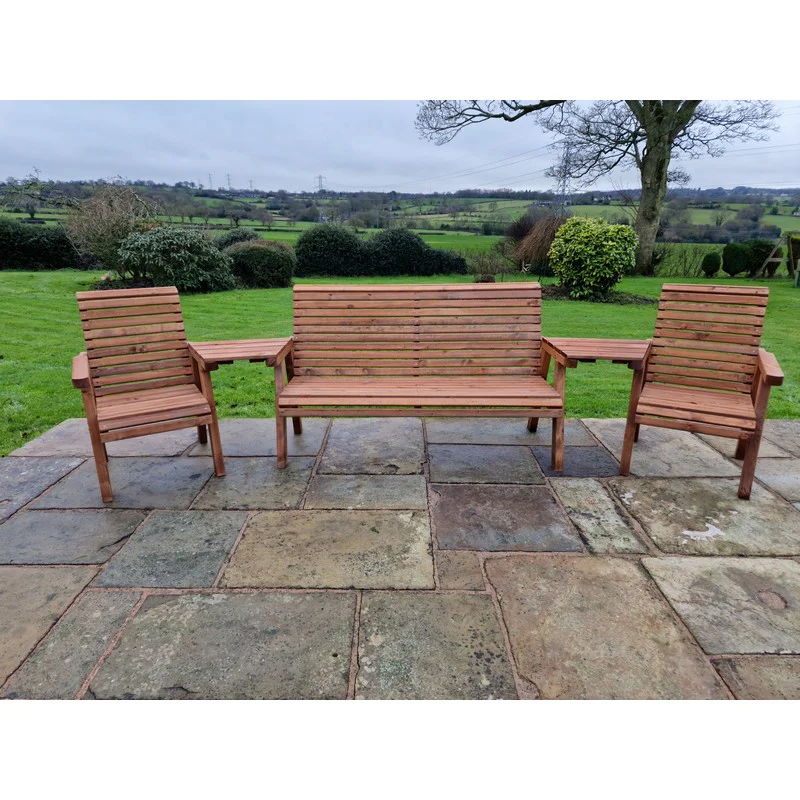 Swedish Redwood Angled Garden Tete a Tete by Croft - 5 Seats - Image 6