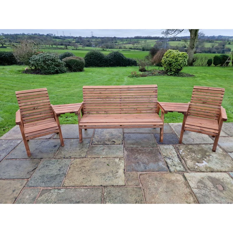 Swedish Redwood Angled Garden Tete a Tete by Croft - 5 Seats - Image 7