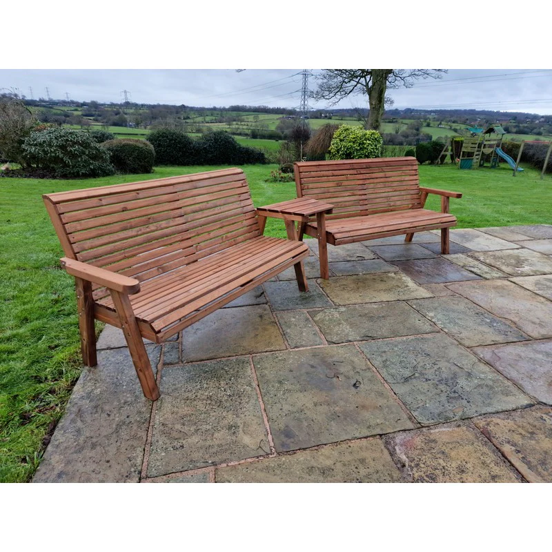 Swedish Redwood Angled Garden Tete a Tete by Croft - 6 Seats - Image 2