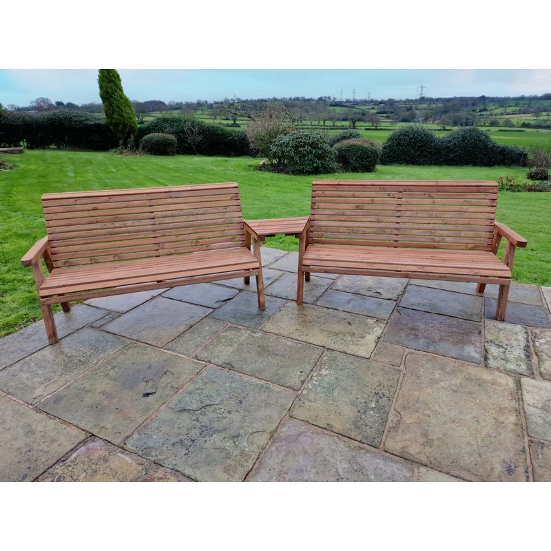 Swedish Redwood Angled Garden Tete a Tete by Croft - 6 Seats - Image 3