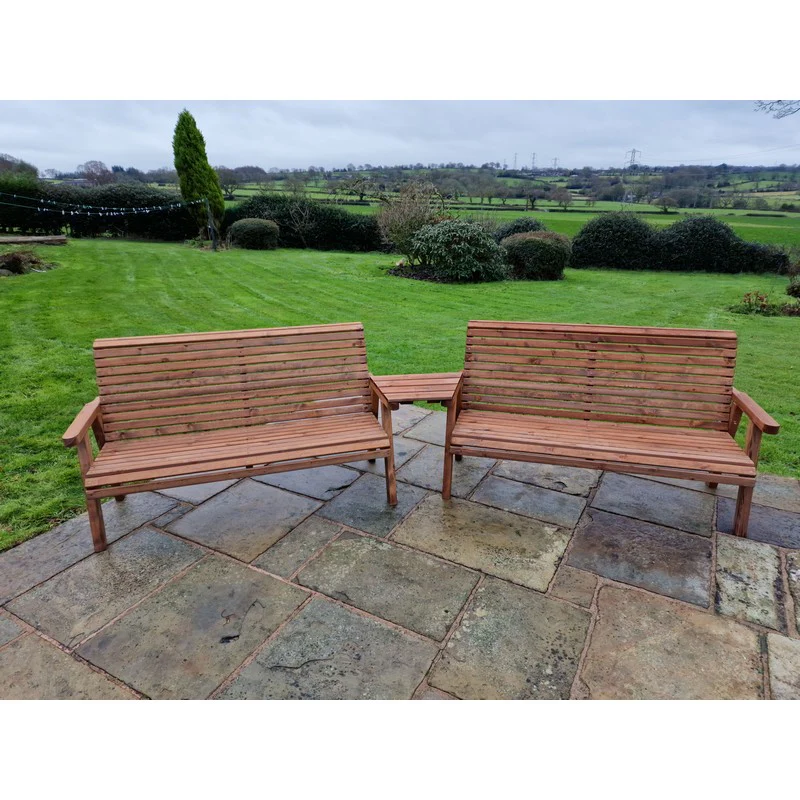 Swedish Redwood Angled Garden Tete a Tete by Croft - 6 Seats - Image 5