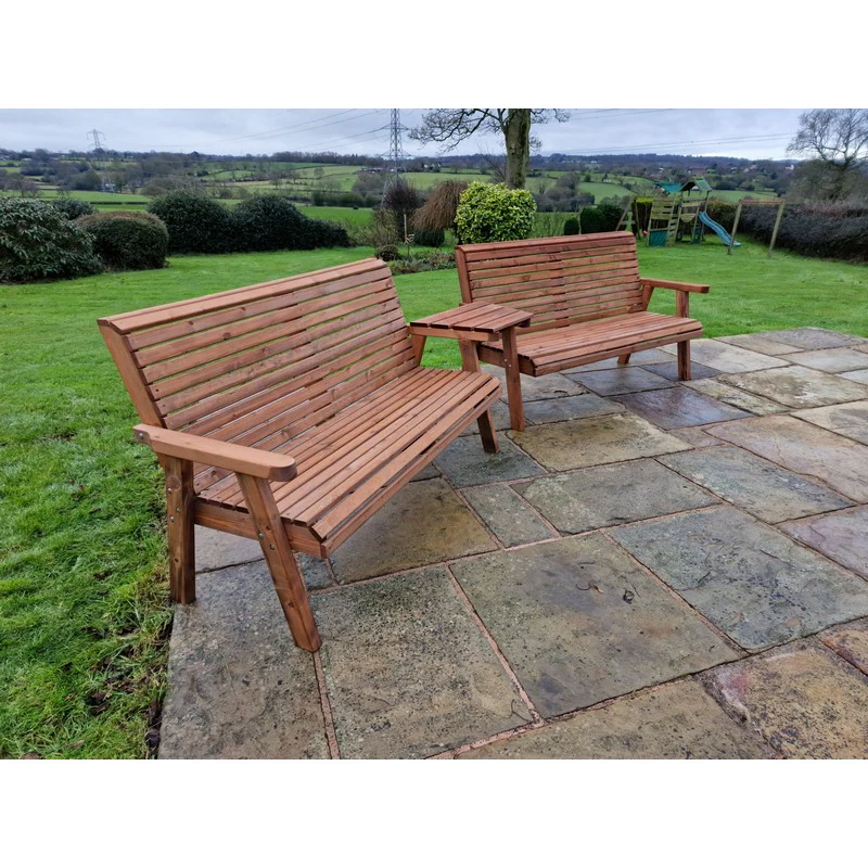 Swedish Redwood Angled Garden Tete a Tete by Croft - 6 Seats - Image 6