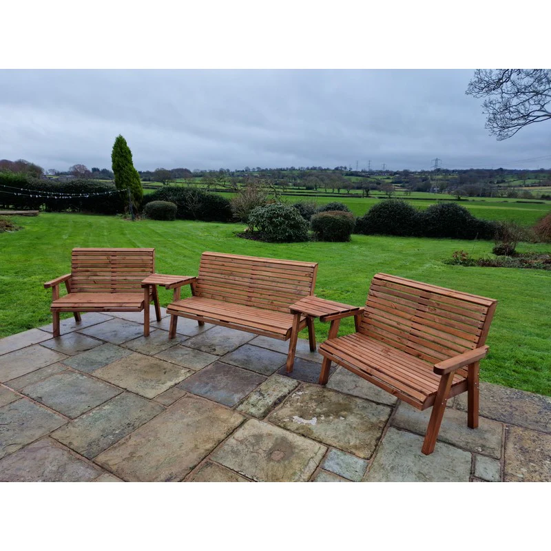Swedish Redwood Angled Garden Tete a Tete by Churnet Valley - 7 Seats - Image 3