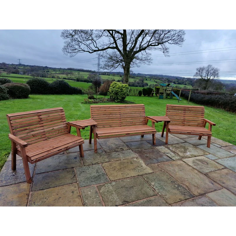Swedish Redwood Angled Garden Tete a Tete by Churnet Valley - 7 Seats - Image 9