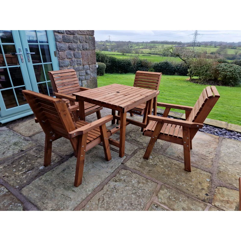 Swedish Redwood Garden Furniture Set by Churnet Valley - 4 Seats - Image 6