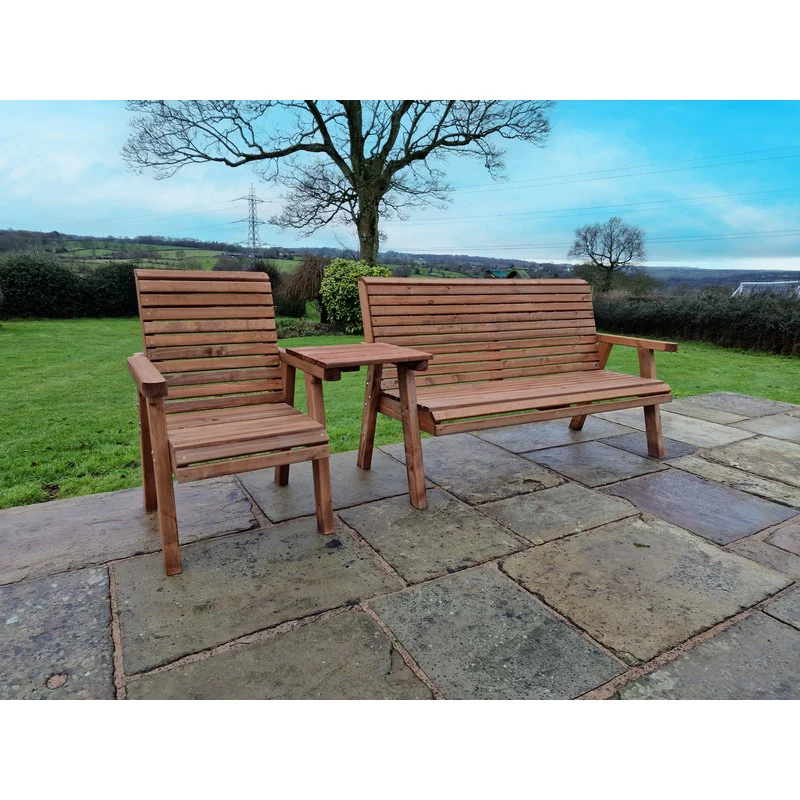 Swedish Redwood Straight Garden Tete a Tete by Churnet Valley - 4 Seat - Image 3