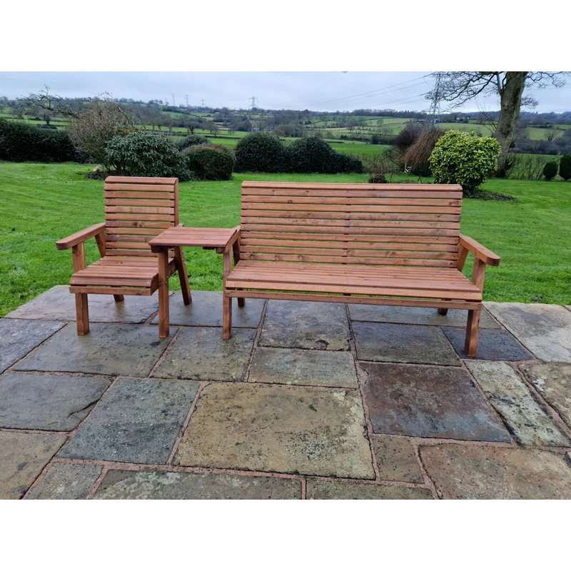 Swedish Redwood Straight Garden Tete a Tete by Churnet Valley - 4 Seat - Image 4