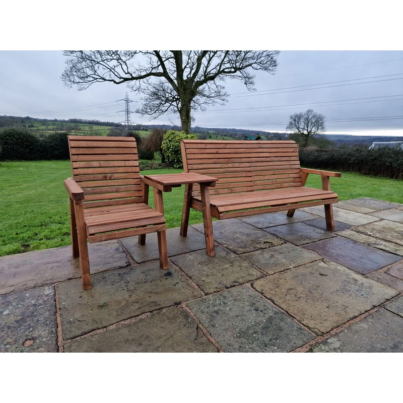 Swedish Redwood Straight Garden Tete a Tete by Churnet Valley - 4 Seat - Image 5