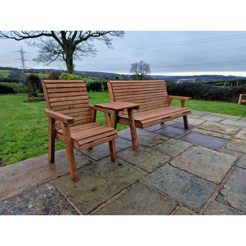 Swedish Redwood Straight Garden Tete a Tete by Churnet Valley - 4 Seat - Image 6