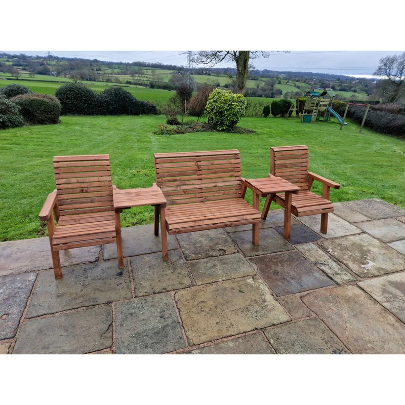 Swedish Redwood Straight Garden Tete a Tete by Churnet Valley - 4 Seats - Image 10