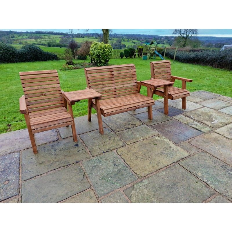 Swedish Redwood Straight Garden Tete a Tete by Churnet Valley - 4 Seat - Image 2