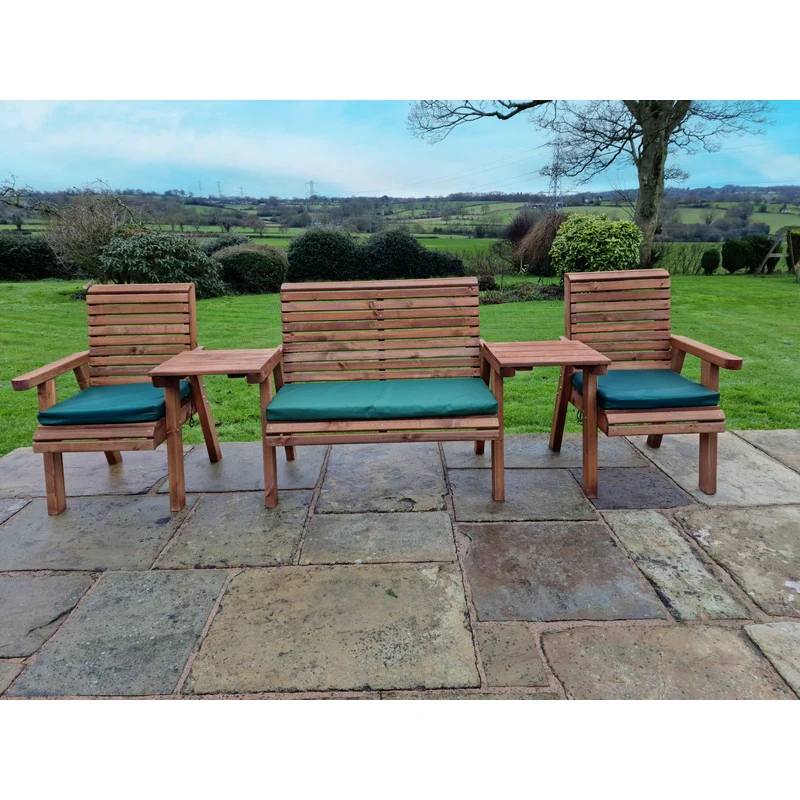 Swedish Redwood Straight Garden Tete a Tete by Churnet Valley - 4 Seats - Image 3