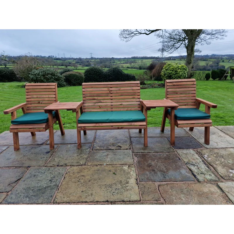 Swedish Redwood Straight Garden Tete a Tete by Churnet Valley - 4 Seats - Image 4