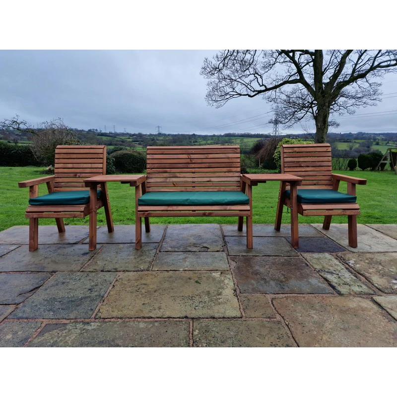 Swedish Redwood Straight Garden Tete a Tete by Churnet Valley - 4 Seats - Image 5