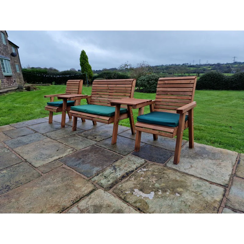 Swedish Redwood Straight Garden Tete a Tete by Churnet Valley - 4 Seats - Image 7