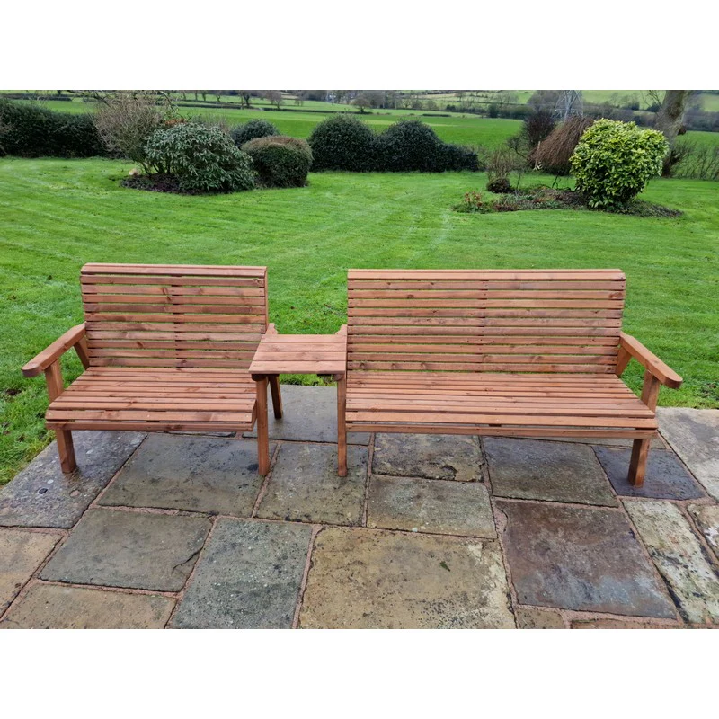 Swedish Redwood Straight Garden Tete a Tete by Churnet Valley - 5 Seat - Image 10