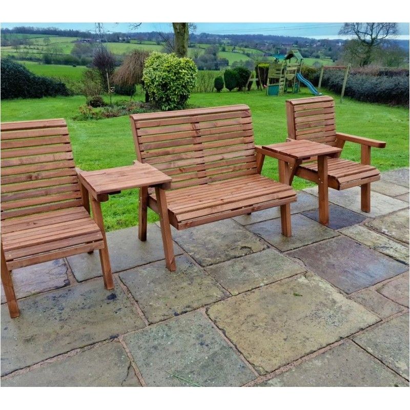 Swedish Redwood Straight Garden Tete a Tete by Churnet Valley - 5 Seat - Image 2