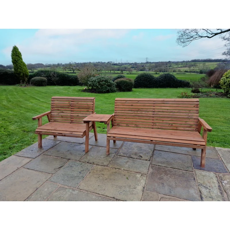 Swedish Redwood Straight Garden Tete a Tete by Churnet Valley - 5 Seat - Image 3
