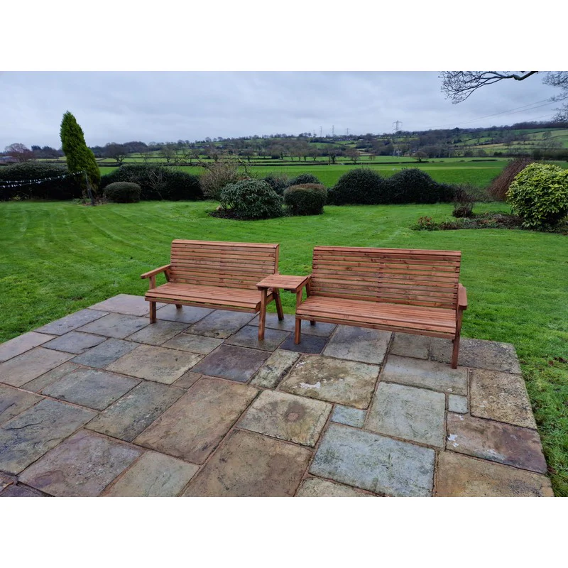 Swedish Redwood Straight Garden Tete a Tete by Churnet Valley - 5 Seat - Image 4