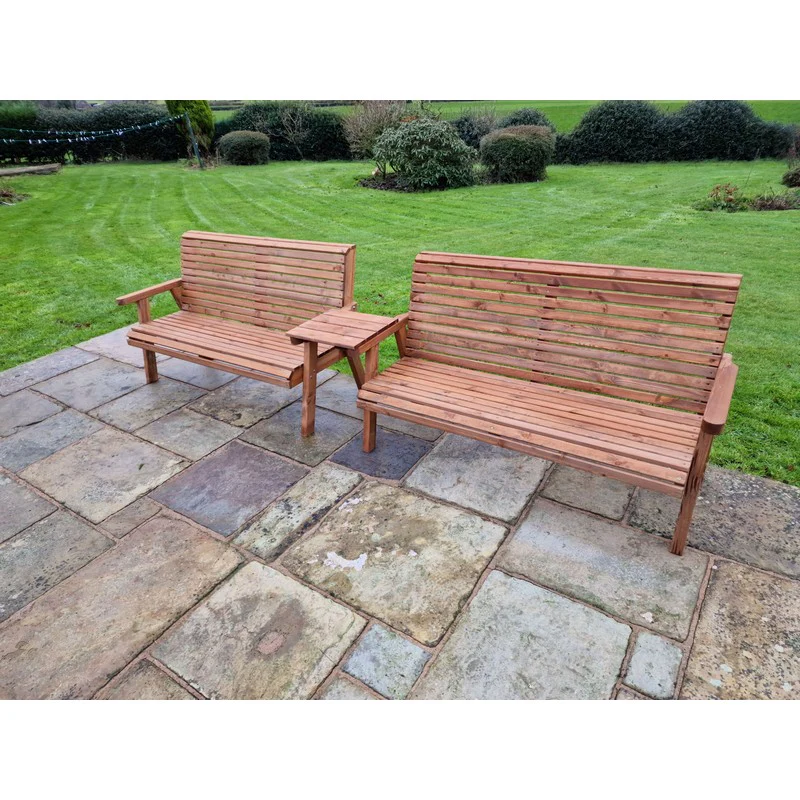 Swedish Redwood Straight Garden Tete a Tete by Churnet Valley - 5 Seat - Image 5