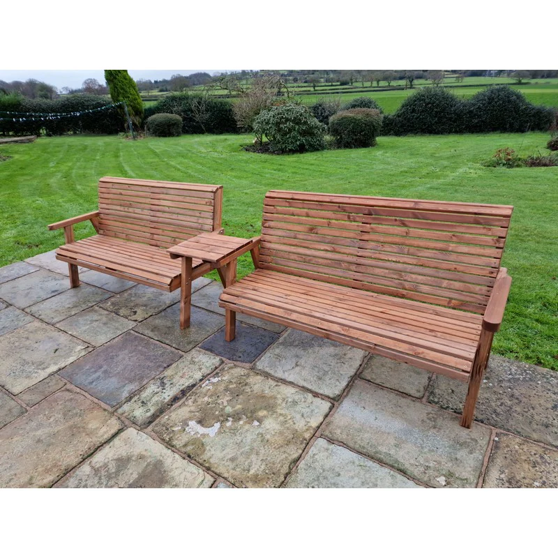 Swedish Redwood Straight Garden Tete a Tete by Churnet Valley - 5 Seat - Image 6