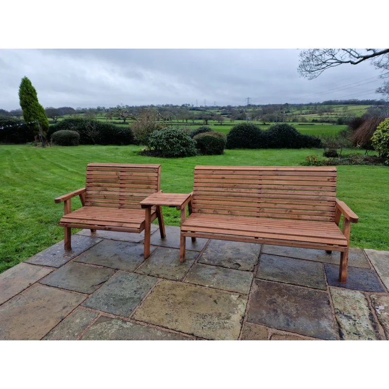 Swedish Redwood Straight Garden Tete a Tete by Churnet Valley - 5 Seat - Image 7