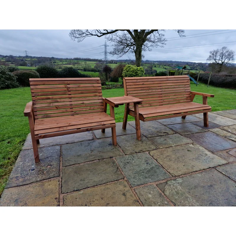 Swedish Redwood Straight Garden Tete a Tete by Churnet Valley - 5 Seat - Image 8
