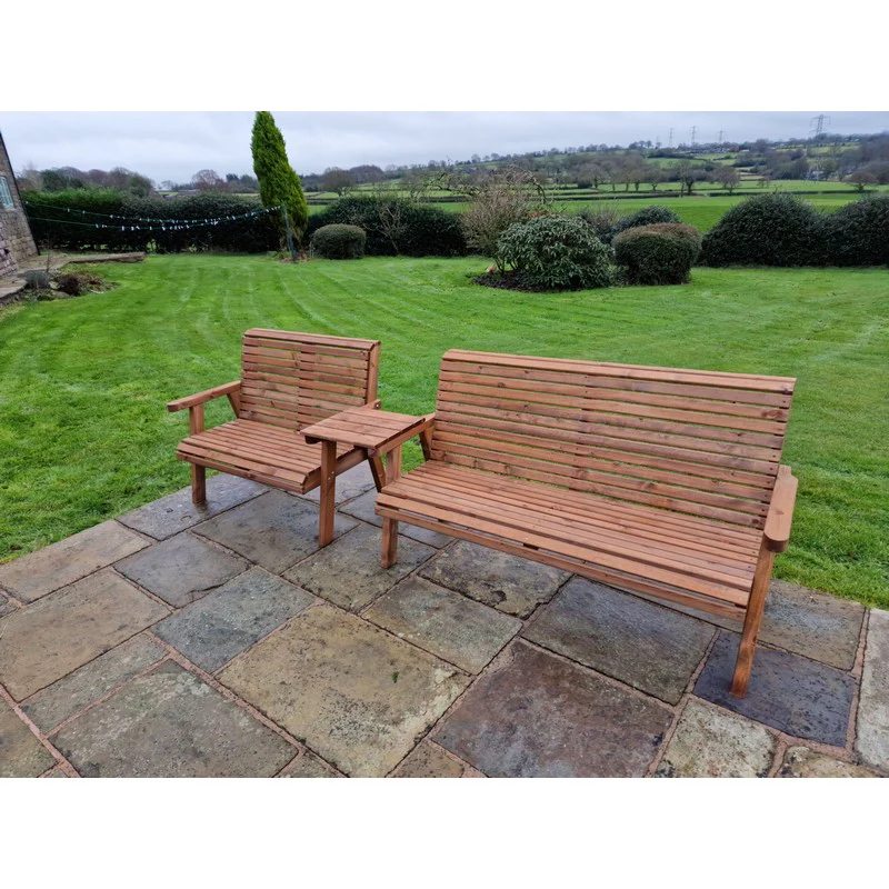 Swedish Redwood Straight Garden Tete a Tete by Churnet Valley - 5 Seat - Image 9