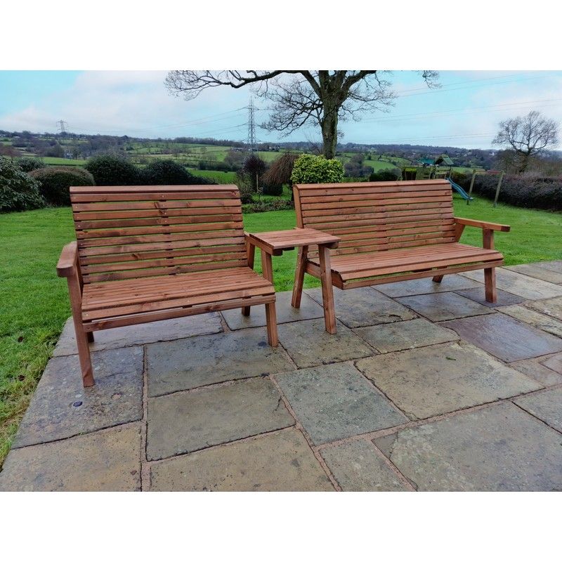 Swedish Redwood Straight Garden Tete a Tete by Churnet Valley - 5 Seats - Image 2