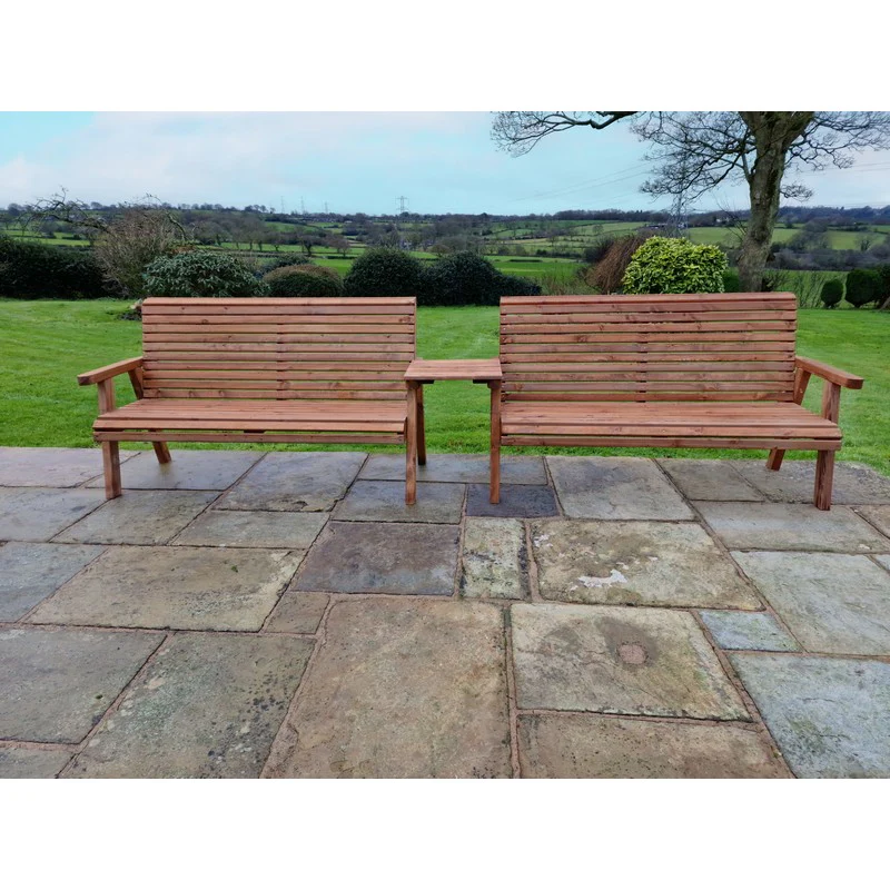 Swedish Redwood Straight Garden Tete a Tete by Churnet Valley - 6 Seats - Image 2