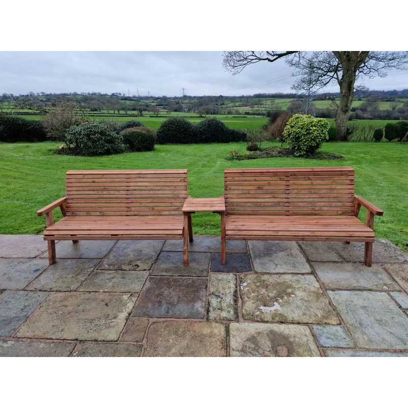 Swedish Redwood Straight Garden Tete a Tete by Churnet Valley - 6 Seats - Image 3