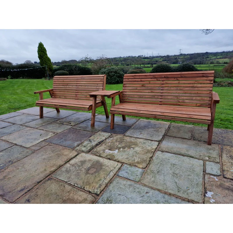 Swedish Redwood Straight Garden Tete a Tete by Churnet Valley - 6 Seats - Image 5