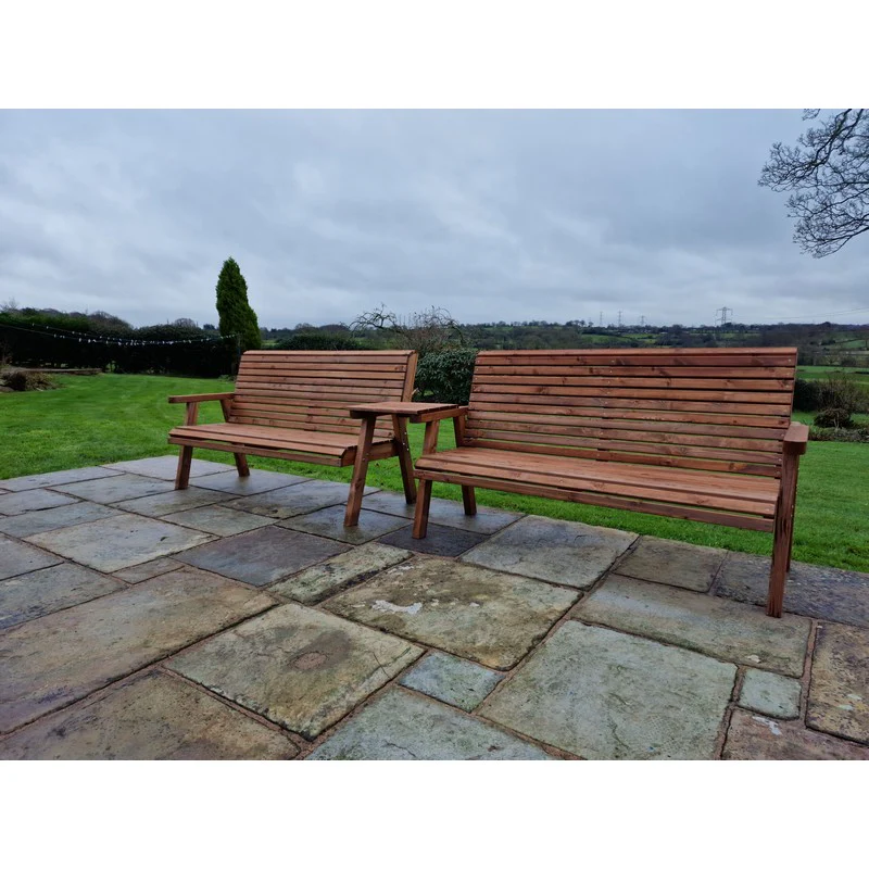 Swedish Redwood Straight Garden Tete a Tete by Churnet Valley - 6 Seats - Image 6