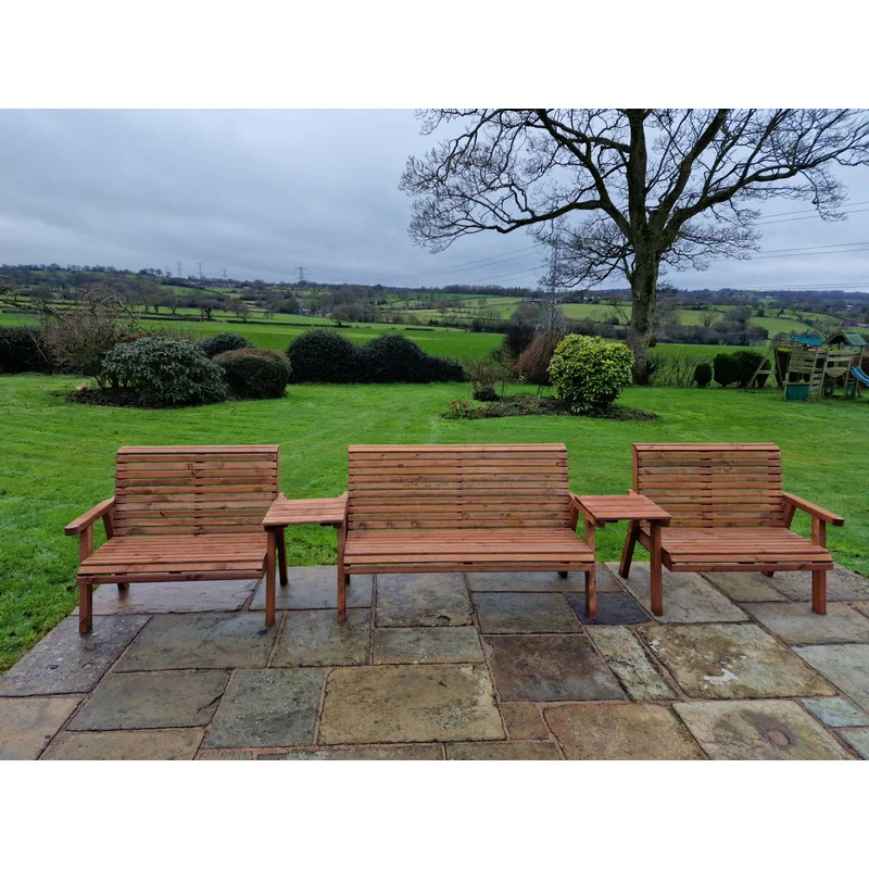 Swedish Redwood Straight Garden Tete a Tete by Churnet Valley - 7 Seats - Image 2