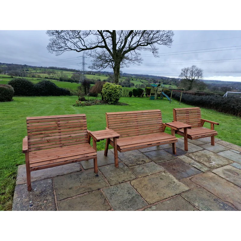 Swedish Redwood Straight Garden Tete a Tete by Churnet Valley - 7 Seats - Image 4