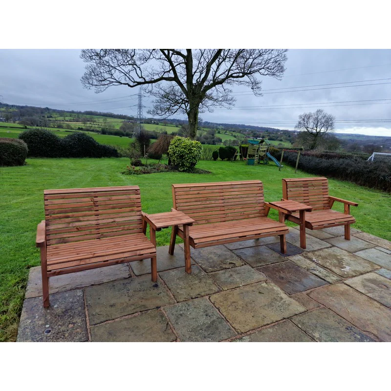 Swedish Redwood Straight Garden Tete a Tete by Churnet Valley - 7 Seats - Image 5