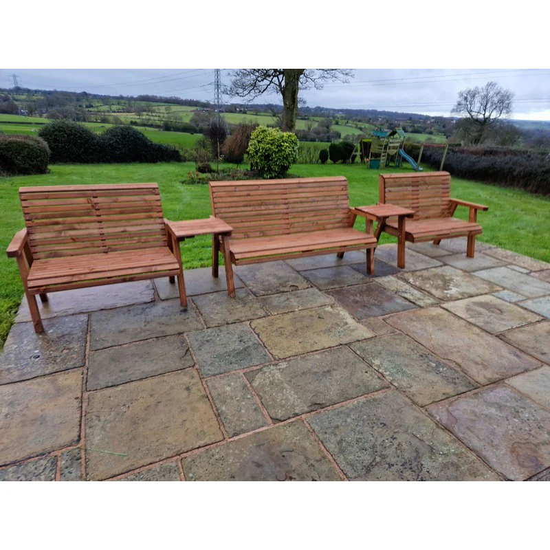 Swedish Redwood Straight Garden Tete a Tete by Churnet Valley - 7 Seats - Image 6