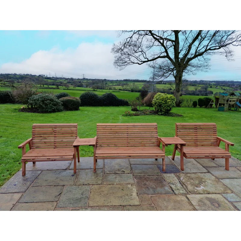 Swedish Redwood Straight Garden Tete a Tete by Churnet Valley - 7 Seats - Image 7