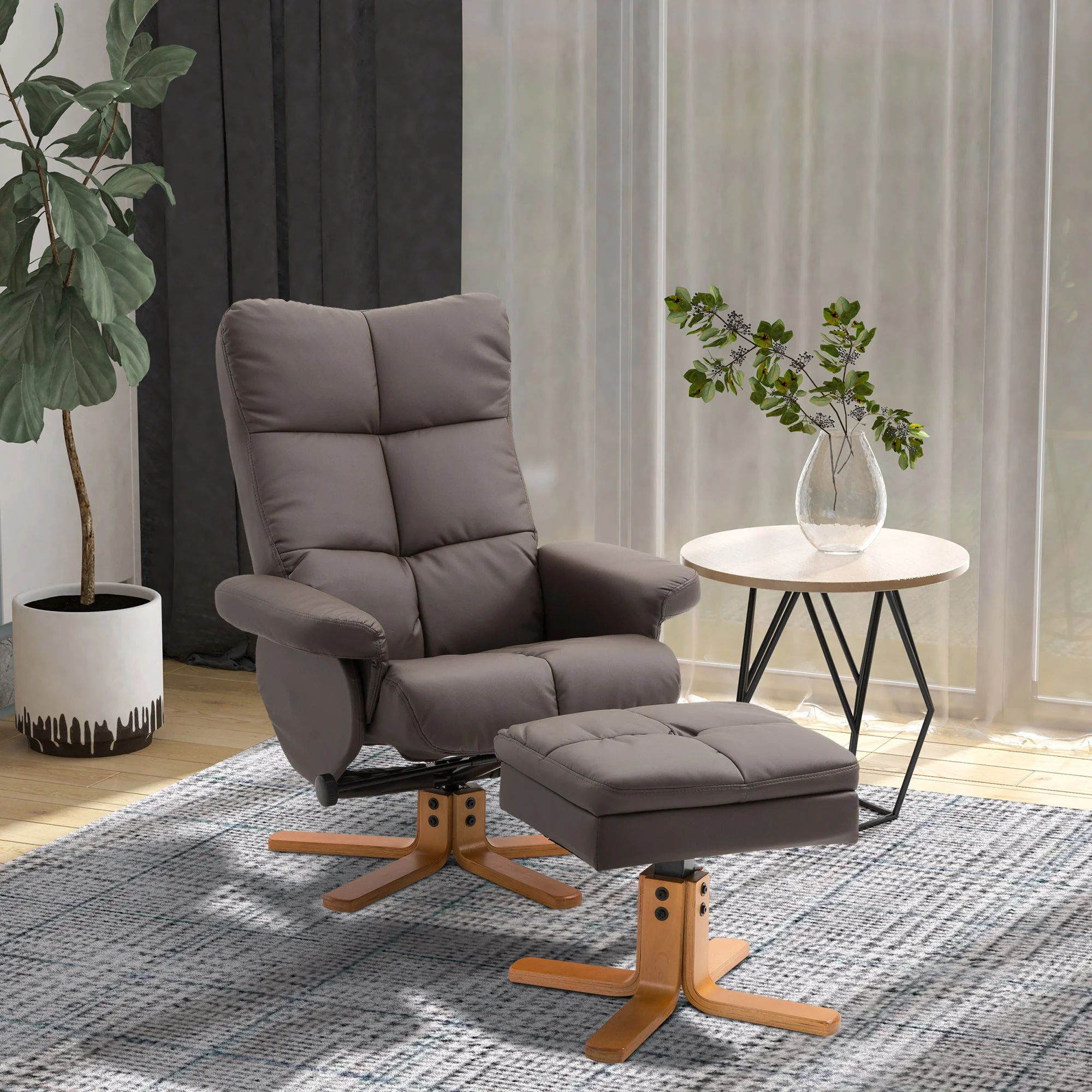 Swivel Recliner Chair and Footstool with Hidden Storage - Image 2