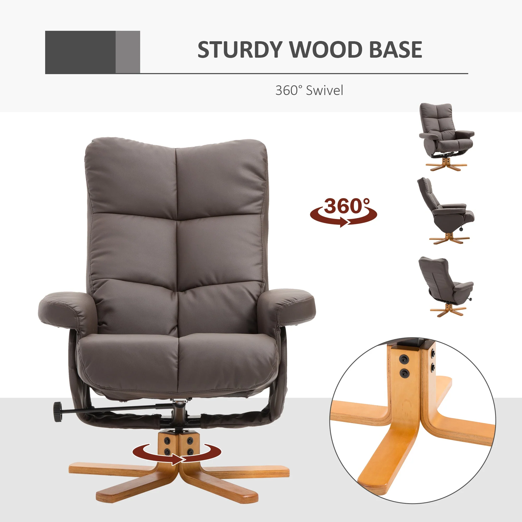 Swivel Recliner Chair and Footstool with Hidden Storage - Image 7