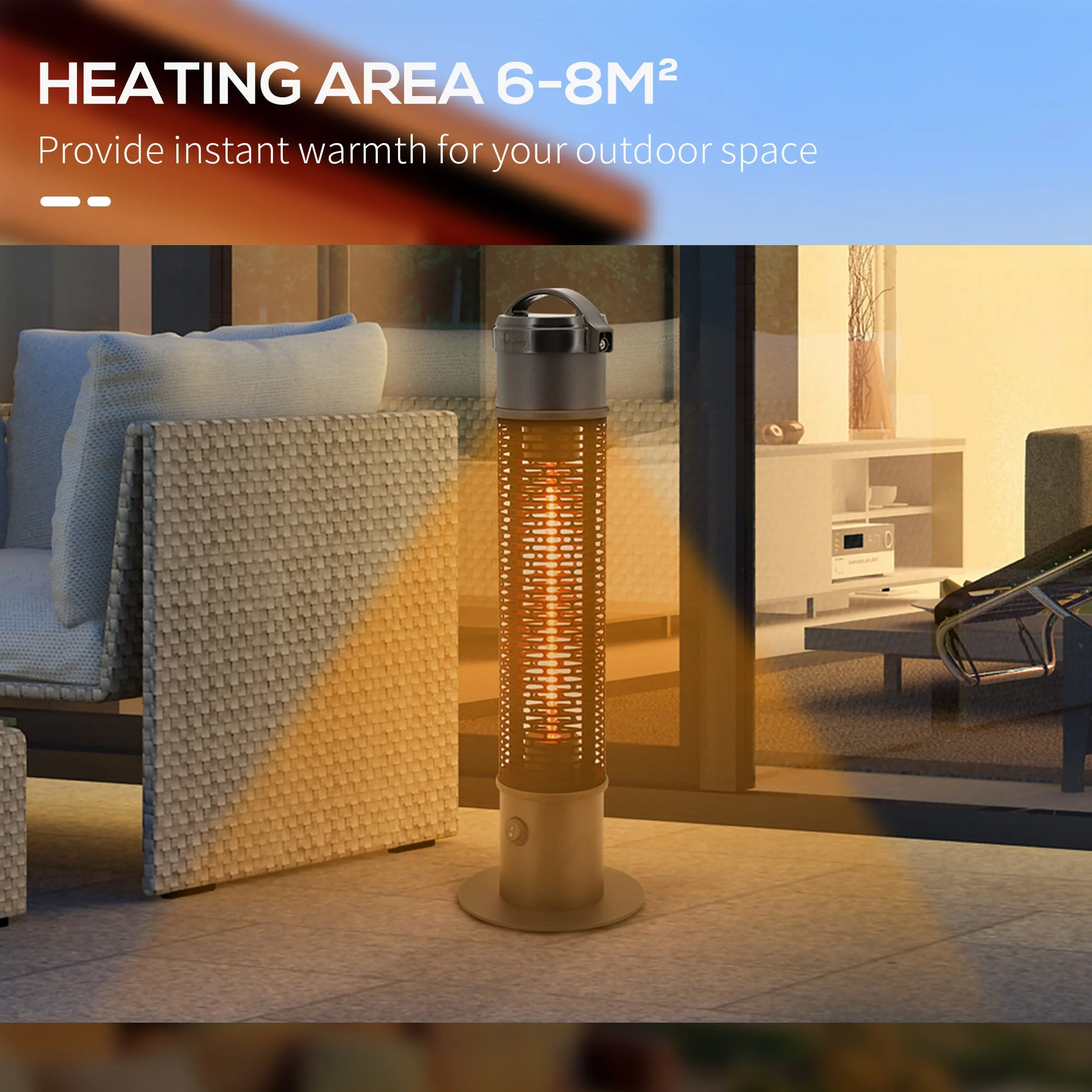 Table Top Patio Tower Heater with Cool Touch Felt Mesh Cover - Image 4