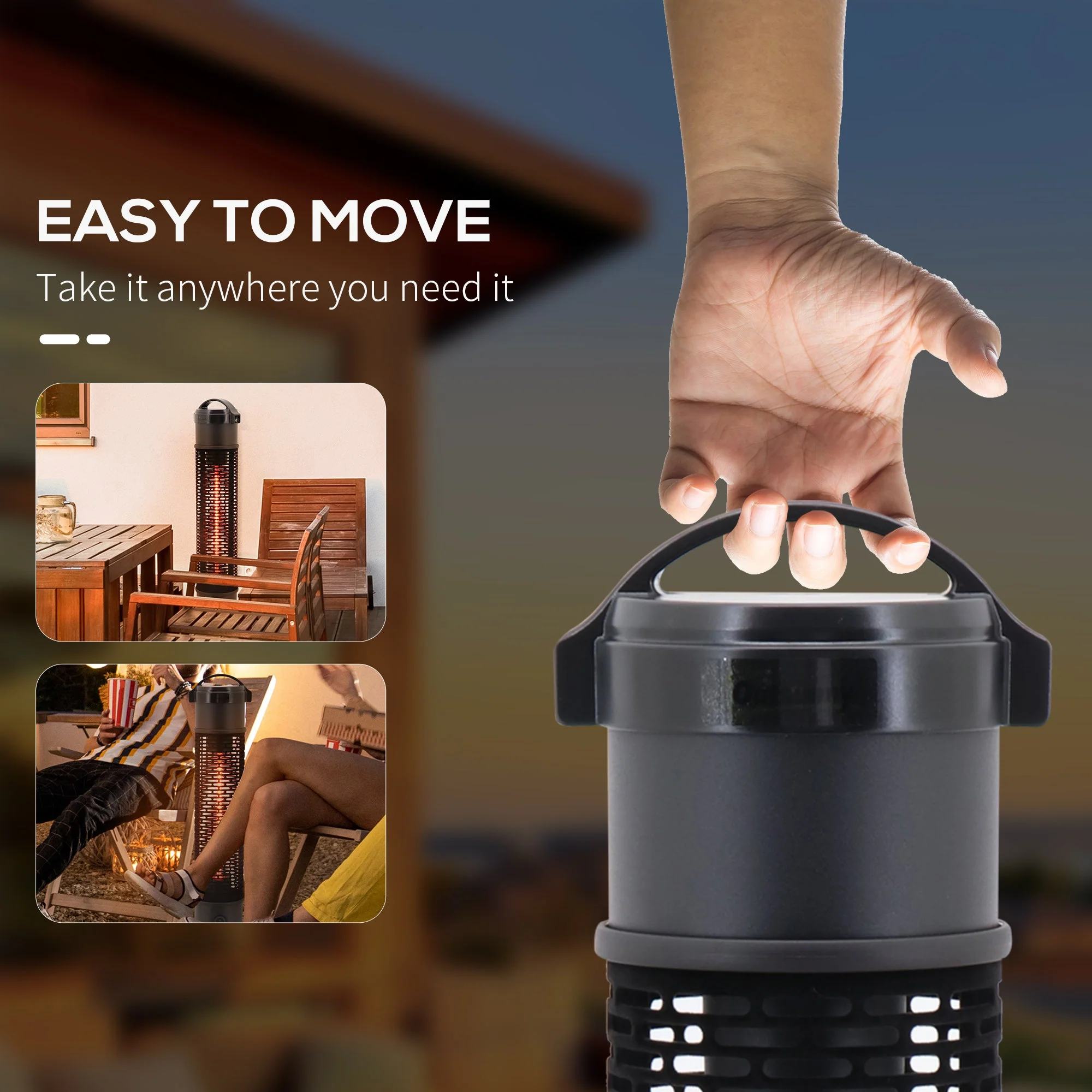 Table Top Patio Tower Heater with Cool Touch Felt Mesh Cover - Image 8
