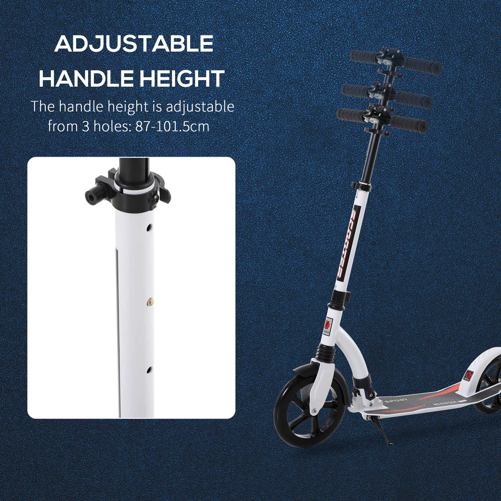Teen/Adults Aluminium Folding Kick Scooter w/ Shock Mitigation System White - Image 5