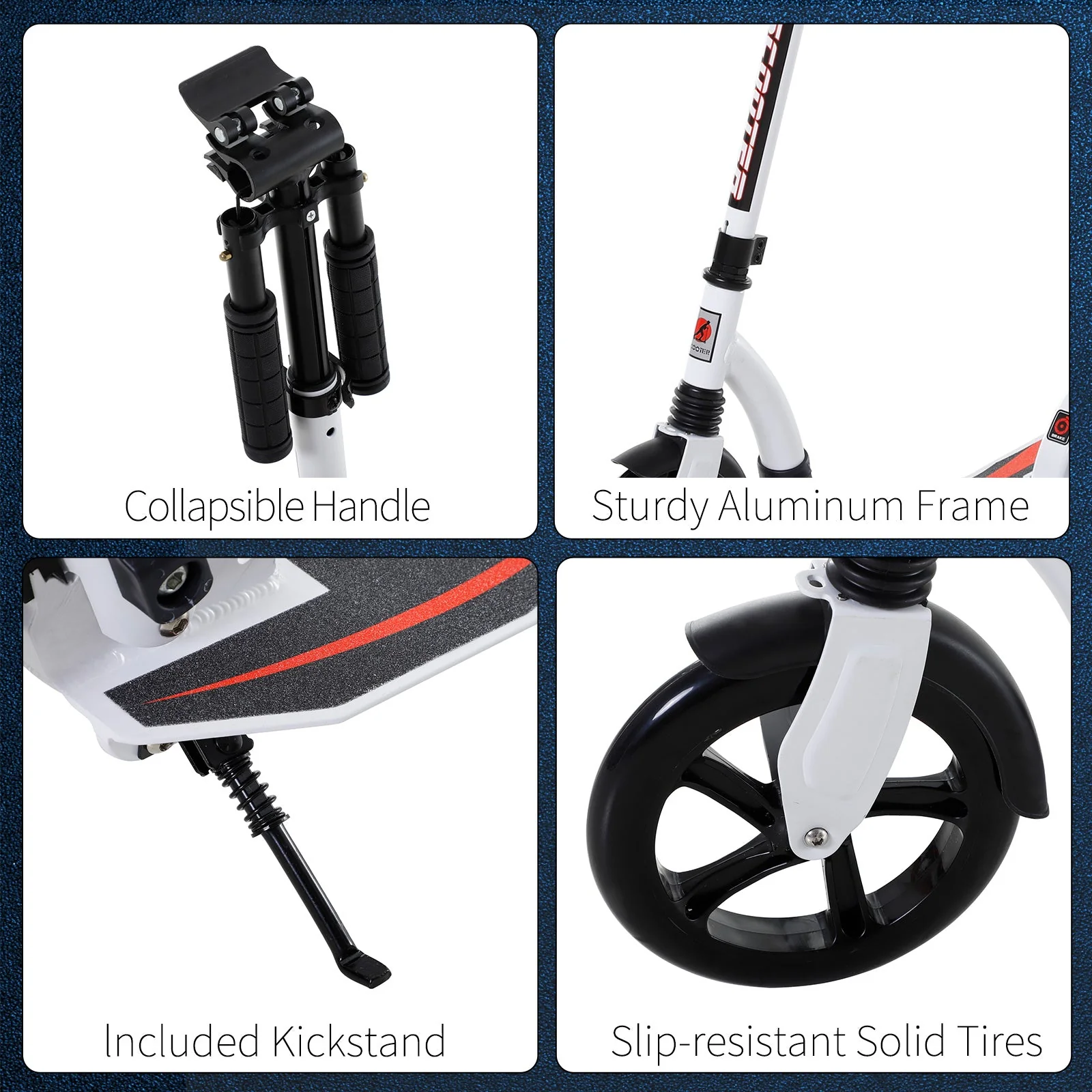 Teen/Adults Aluminium Folding Kick Scooter w/ Shock Mitigation System White - Image 8