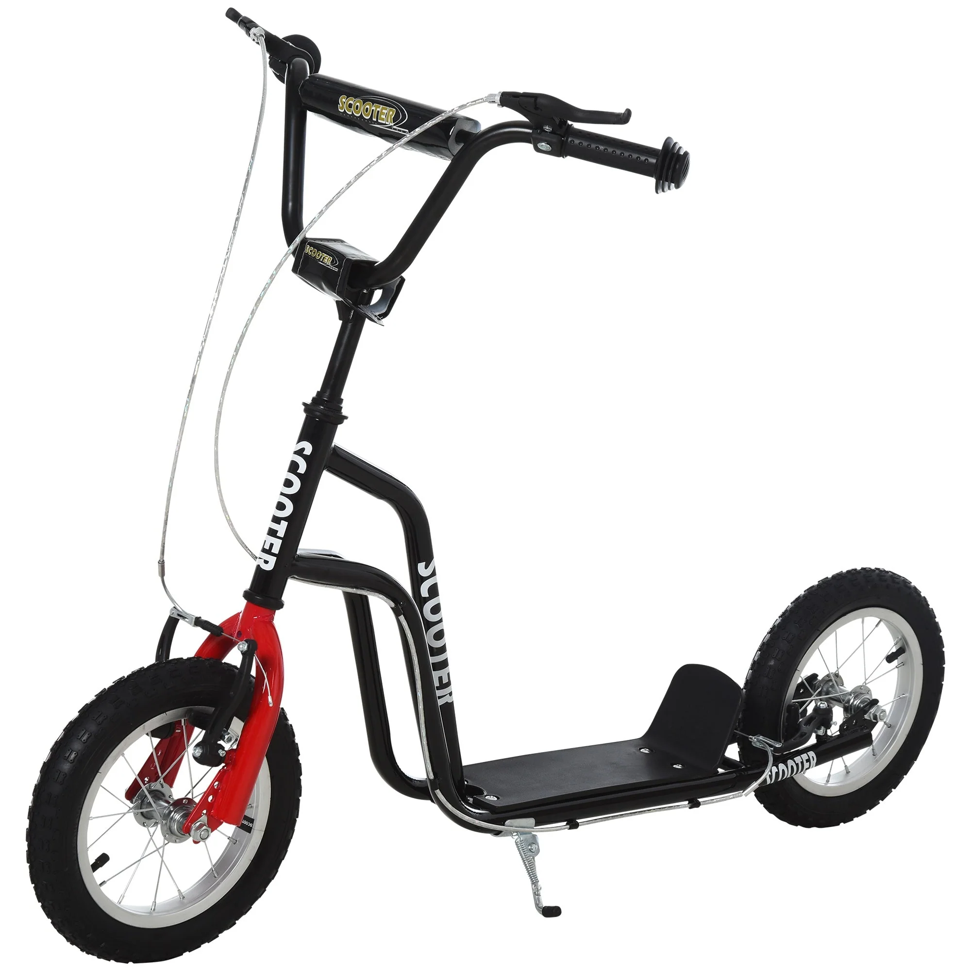 Teen Kids Stunt Scooter Children Kick Scooter Adjustable Handlebar 2 Brakes Ride On 12 Inch Rubber Tyres Black - Image 2