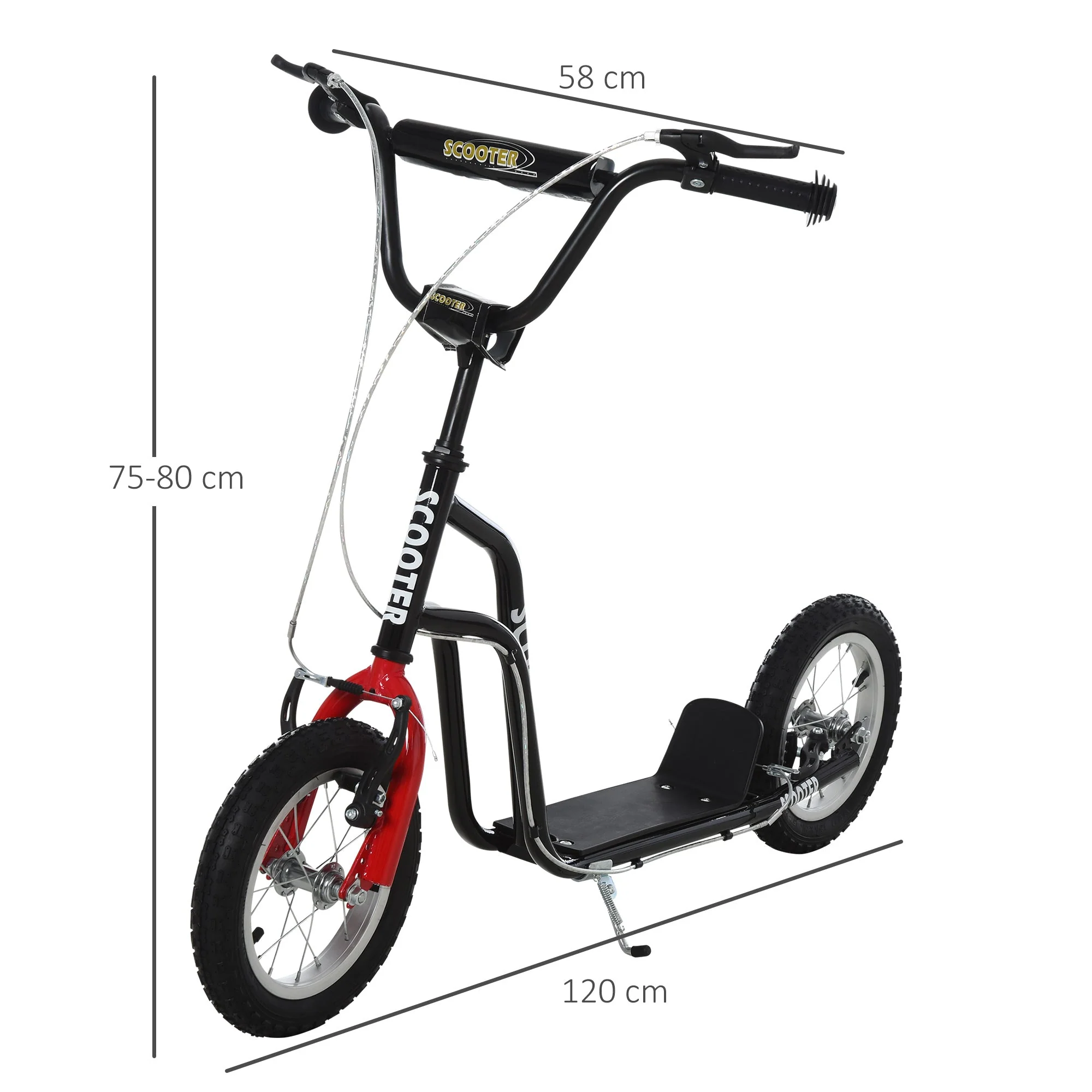 Teen Kids Stunt Scooter Children Kick Scooter Adjustable Handlebar 2 Brakes Ride On 12 Inch Rubber Tyres Black - Image 3