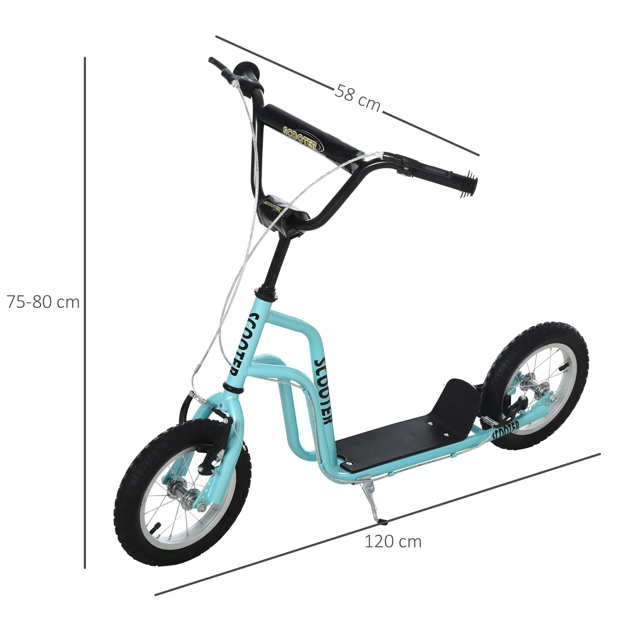 Teen Kids Stunt Scooter Children Kick Scooter Adjustable Handlebar 2 Brakes Ride On 12 Inch Rubber Tyres Blue - Image 3