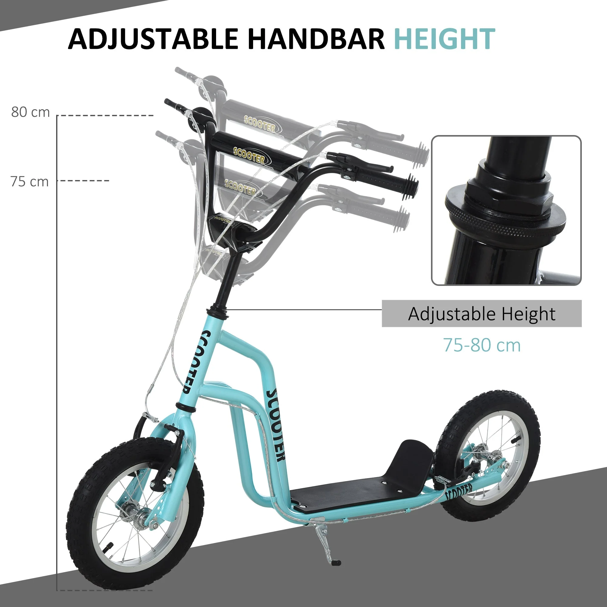Teen Kids Stunt Scooter Children Kick Scooter Adjustable Handlebar 2 Brakes Ride On 12 Inch Rubber Tyres Blue - Image 5